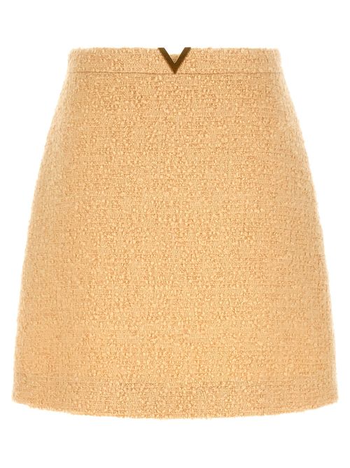 Virgin Wool Tweed Skirt — Beige