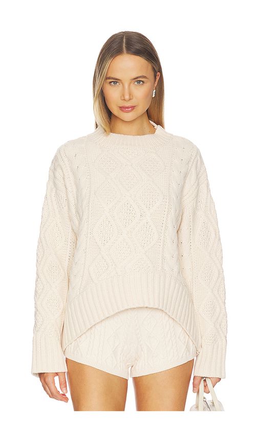 LIONESS Liaison Cable Knit Pullover in Cream. S. Also in L, M
