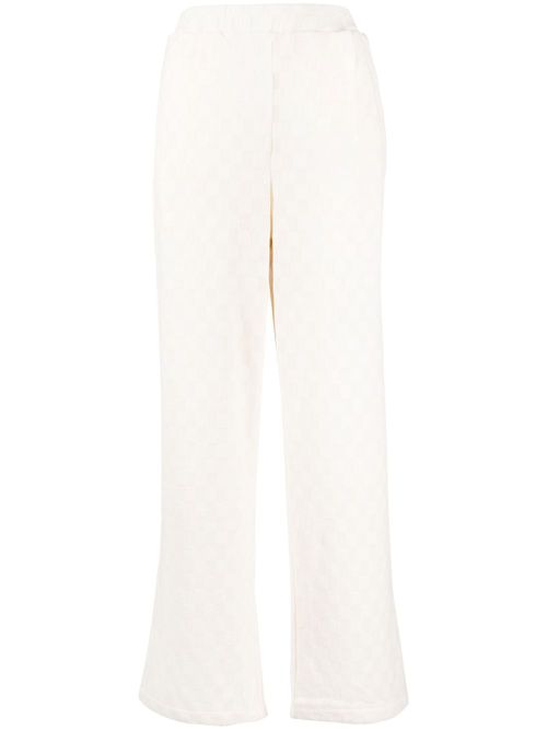 Checkerboard-knit high-waisted trousers - White