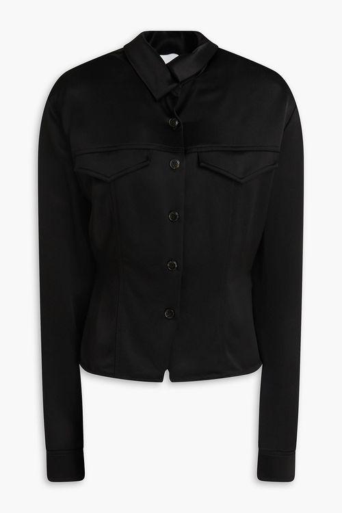 Gitta satin shirt - Black - XXS