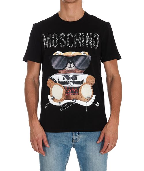 Teddy logo print T-shirt in black