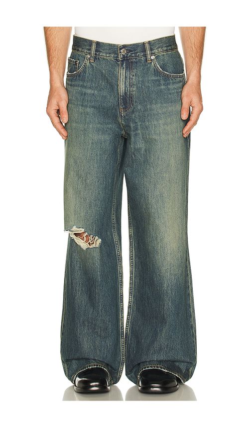 Helmut Lang Destroyed Denim in Tinted Vintage Blue. 30 also