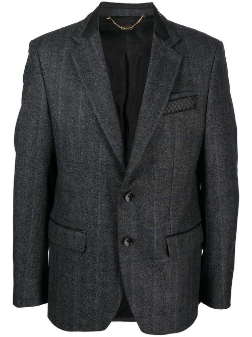 Checked single-breasted blazer - Grey