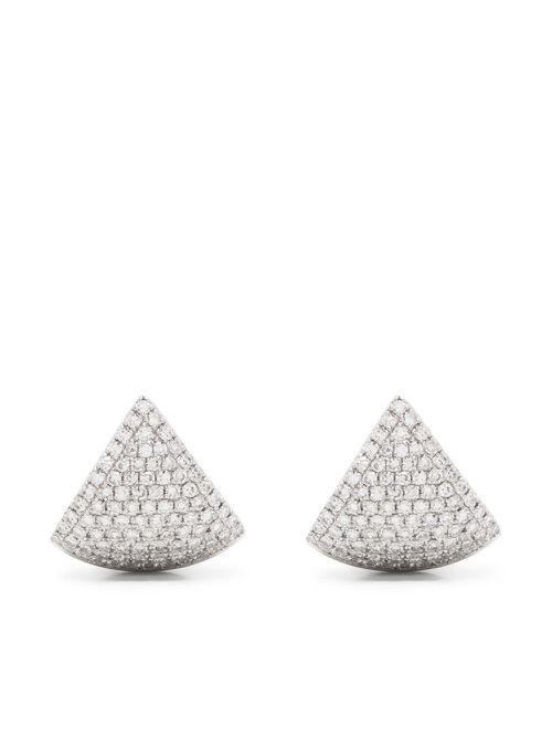 14kt white gold diamond stud earrings - Silver