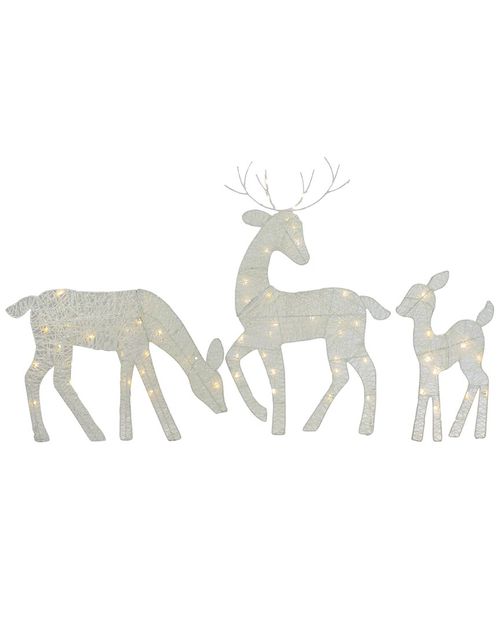 Northlight Set of 3 LED Lighted White Reindeer Family Outdoor Christmas Decorations 29in