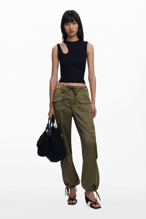 Satin cargo pants