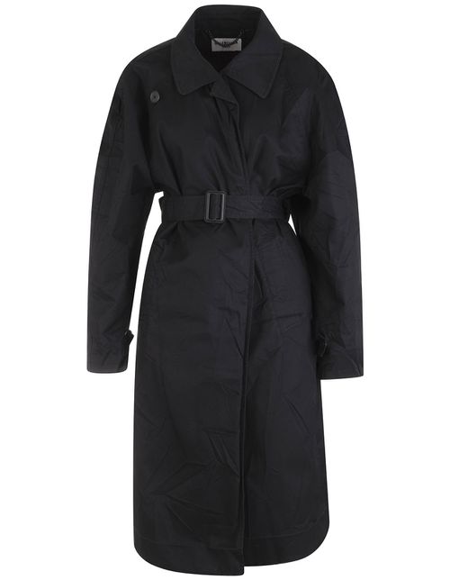 Woman Black Cotton Drill Oversize Overcoat
