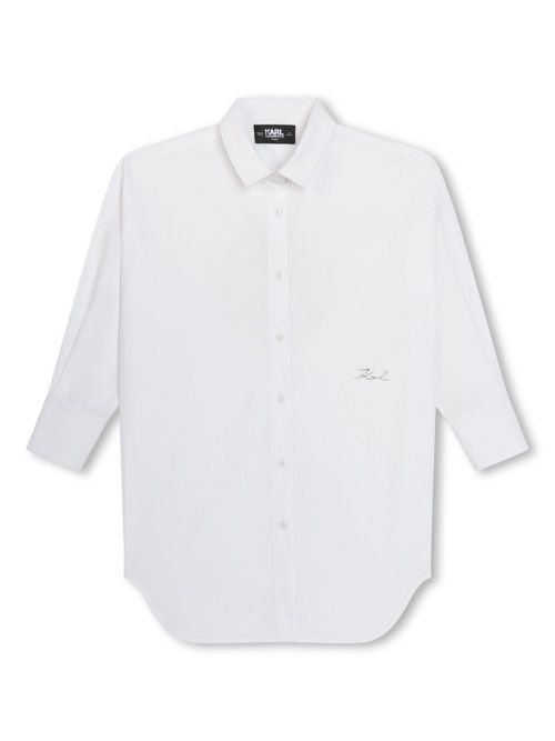 Logo-print cotton shirt dress - White