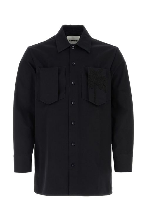 Embroidered Chest Pocket Shirt — Black