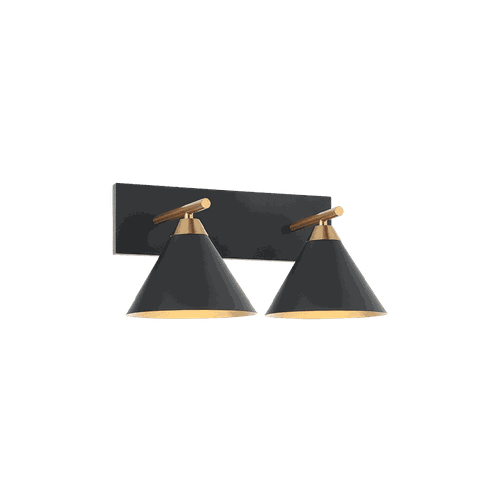 Matteo Bliss 2-Light Wall Sconce In Aged Gold Brass With Matte Black