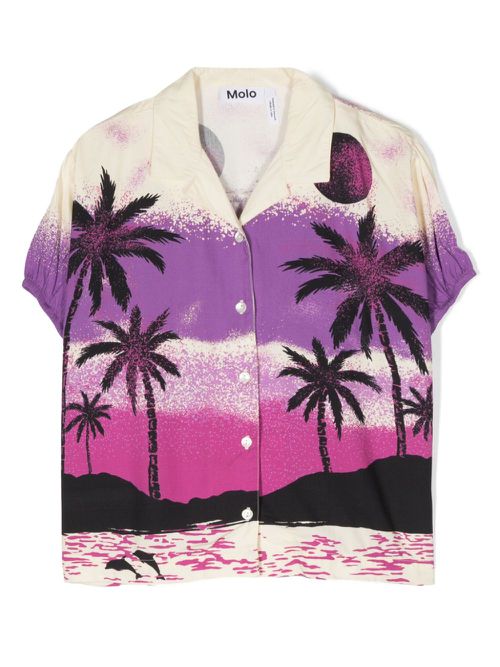 Roses palm-tree print shirt - Neutrals