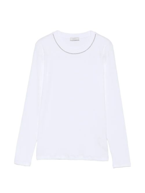 Ribbed Cotton Long-Sleeve Top — White