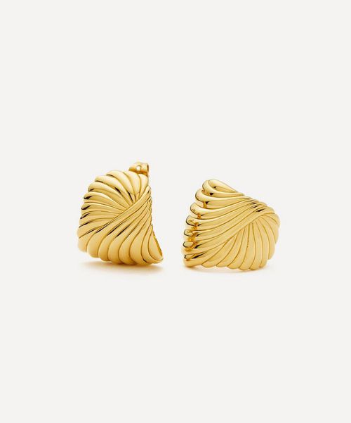 18ct Gold-Plated Ripple Stud Earrings Luxury Christmas Gift / Present