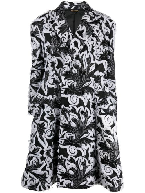 Black Double-breasted Damask Coat
