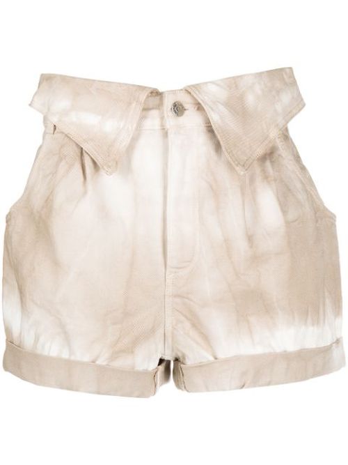 Tie-dye denim shorts