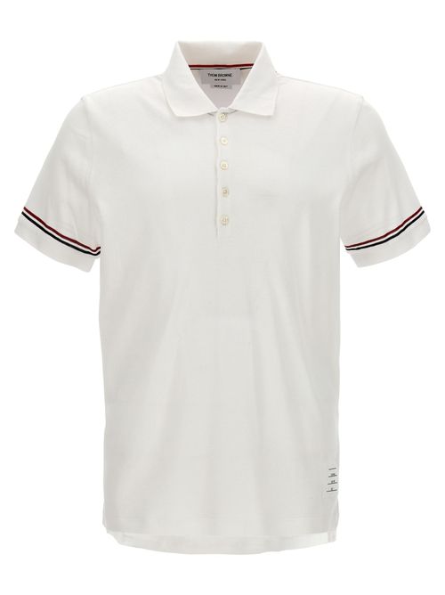 RWB-Trimmed Piqué Cotton Polo Shirt — White