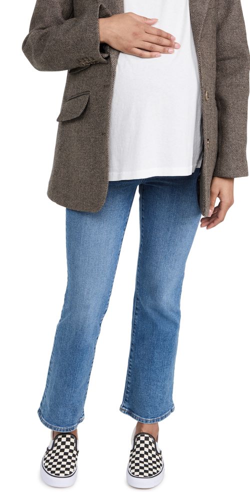 Maternity Over-the-Belly Kick Out Crop Jeans in Cherryville Wash Medium Indigo