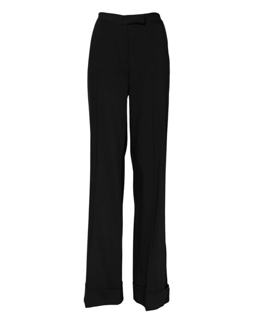 High-Waist Flared Virgin Wool Trousers — Black