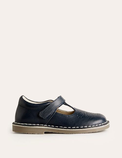 Leather T bar Flats Navy Girls