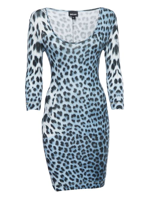 Pre-Owned leopard-print bodycon dress - Blue