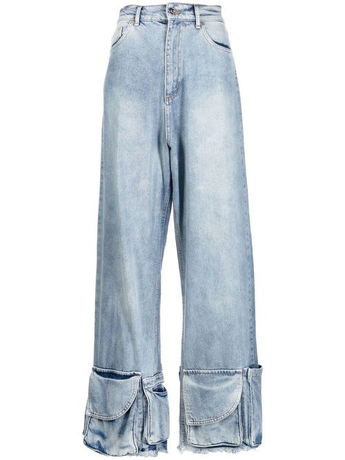 Pocket-hem cargo jeans - Blue