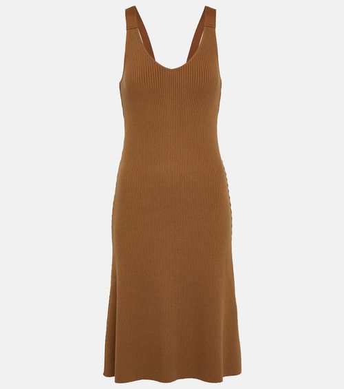 Vince Ribbed-knit cotton-blend midi dress