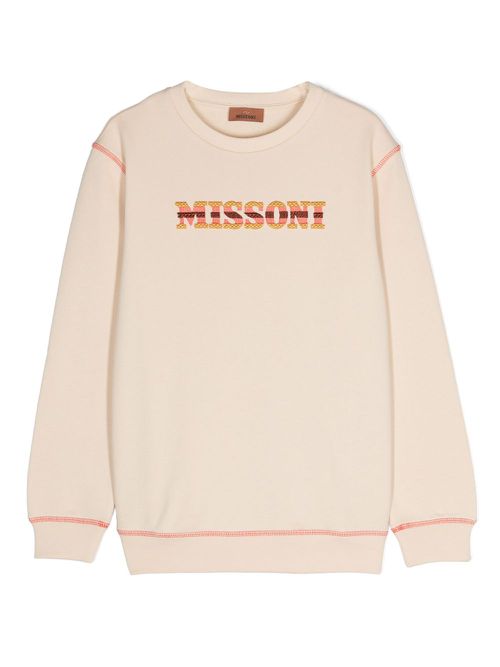 Logo-embroidered cotton sweatshirt - Neutrals