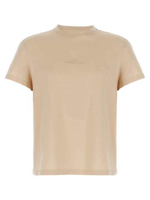 Embroidered Logo Cotton T-Shirt — Beige