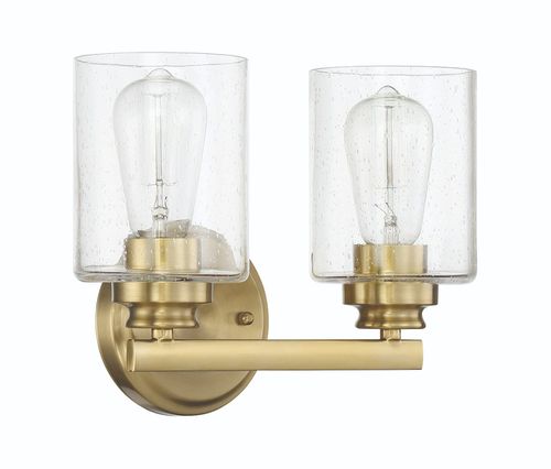 Satin Brass Two Light Vanity from the Bolden Collection