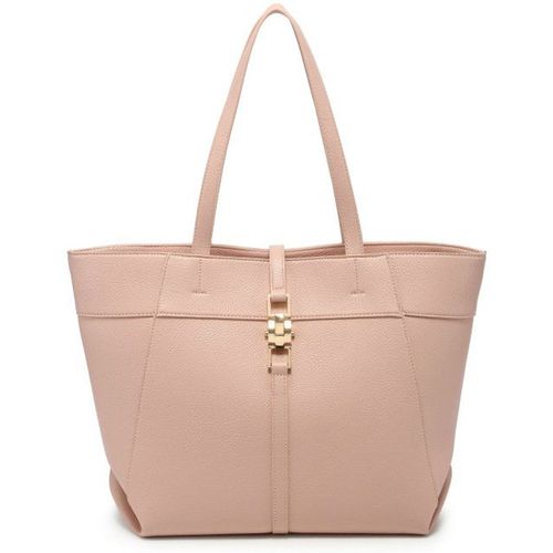 Metal Lock Zip Top Two Handles Tote Bag
