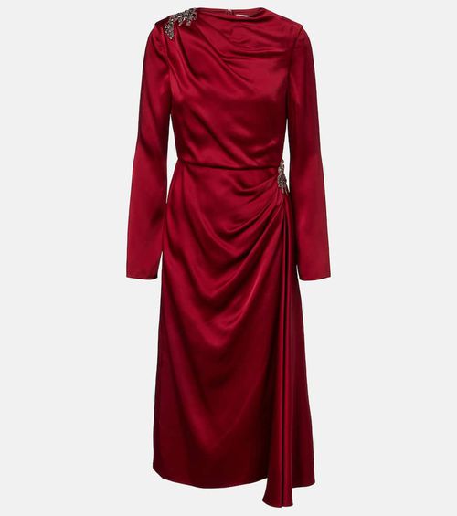 Crystal-embellished satin cady cocktail dress