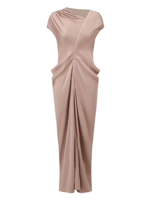 Asymmetric draped midi dress - Pink