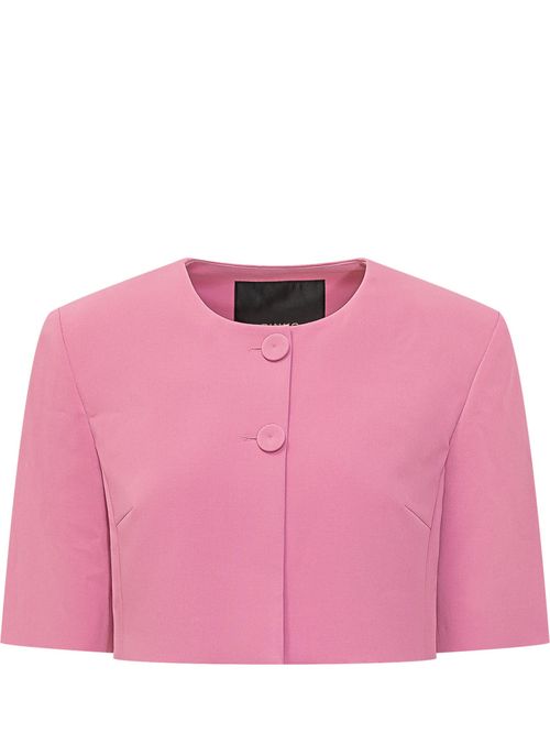 Pink Round Neck Crop Jacket