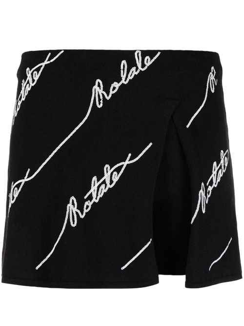 Logo-embellished knitted miniskirt - Black