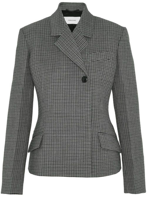 Shepherd's-check double-breasted blazer - Grey