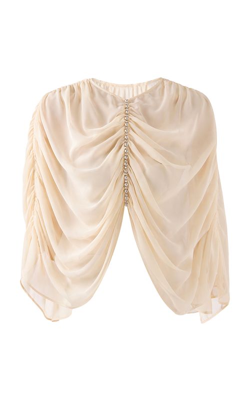 Nour Crystal Chiffon Cape Top - Moda Operandi