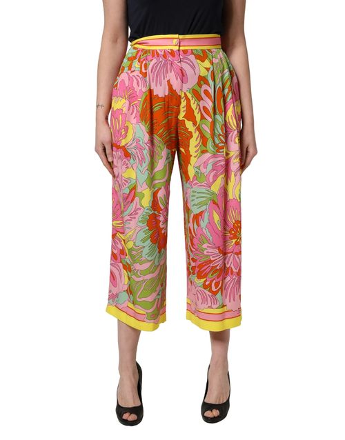 Floral-Print Silk Trouser — Multicolor