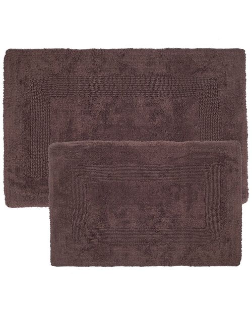 2Pc Cotton Plush Bathroom Mat Rug Set