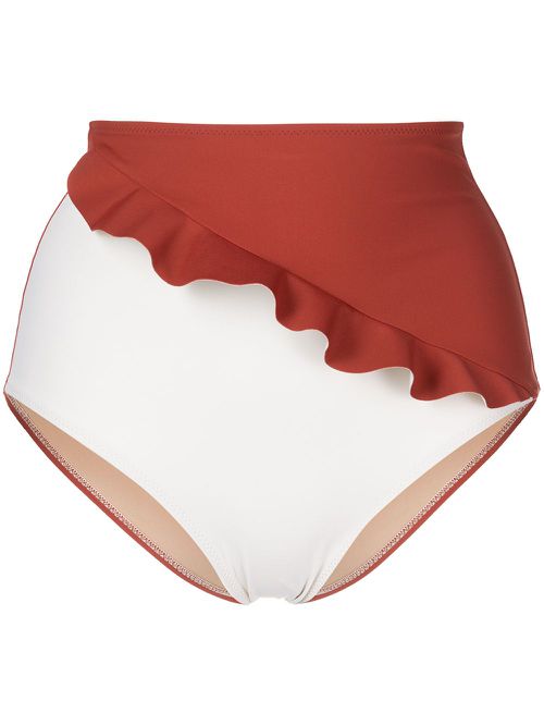 Ruffle-trim bikini briefs - Brown