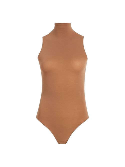 Women's Ballet Mockneck Sleeveless Bodysuit - Cocoa