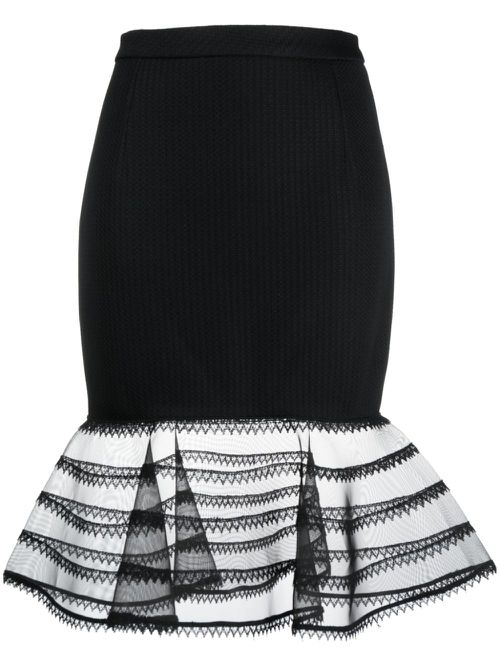 Sheer-hem jacquard miniskirt - Black