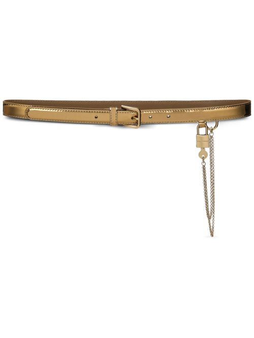 Chain-link patent leather belt - Gold