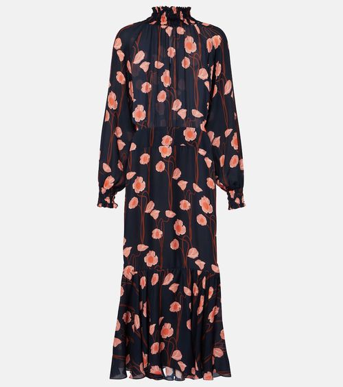 Floral silk georgette midi dress