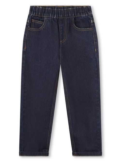 Elasticated-waist tapered jeans - Blue