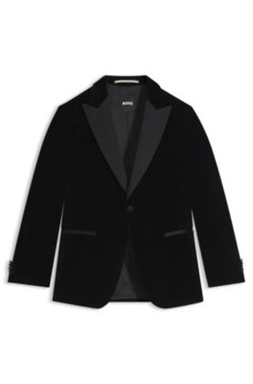 BOSS Slim-fit tuxedo jacket in cotton velvet - Black Men's Sport Coats 48R