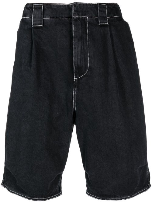 Knee-length denim bermuda shorts - Black