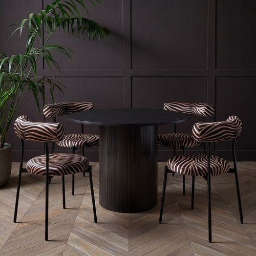 OHS Zebra Print Velvet Dining Chair - Monochrome