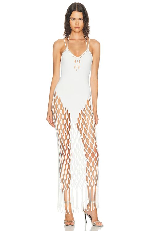 HAELO Wing Net Maxidress in White