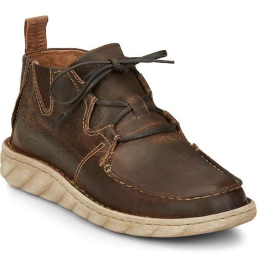 Tony Lama Estancia Lace-Up Casual Shoe for Men - Sporty Lightweight Tan Leather Moc-Toe Boot with Opanka Construction Comfort