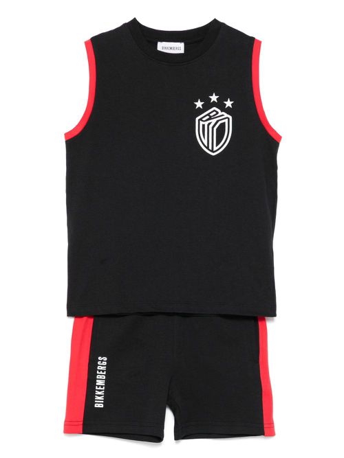 Logo-print tank top and shorts set - Black